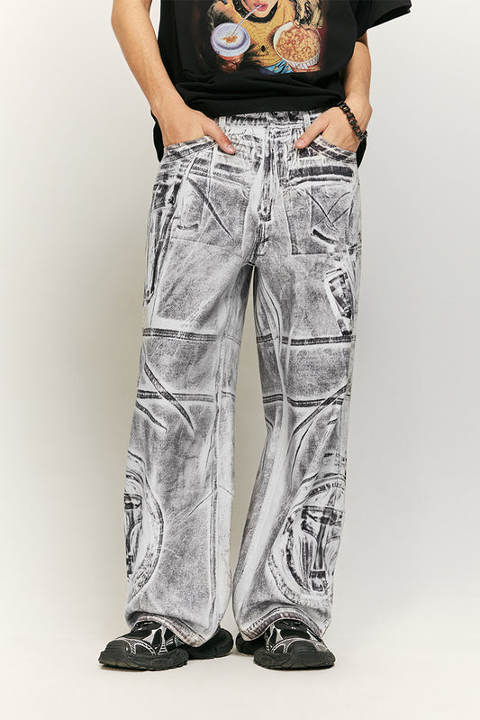 Print Baggy-Fit Jeans