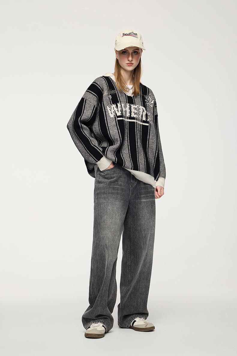 Starline Striped Knit Polo Sweater