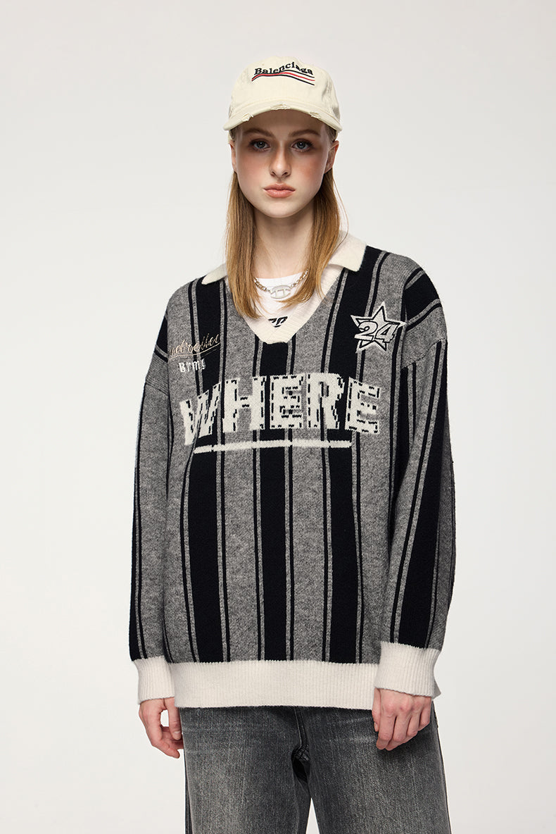 Starline Striped Knit Polo Sweater