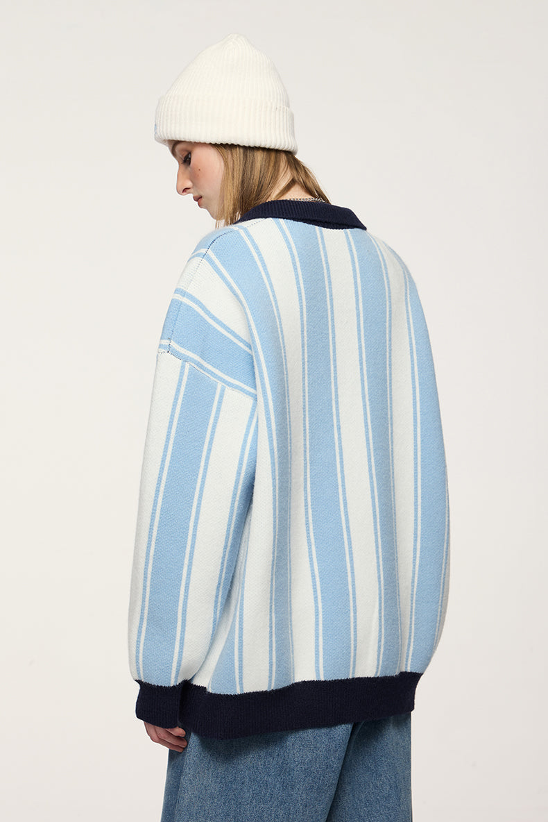 Starline Striped Knit Polo Sweater