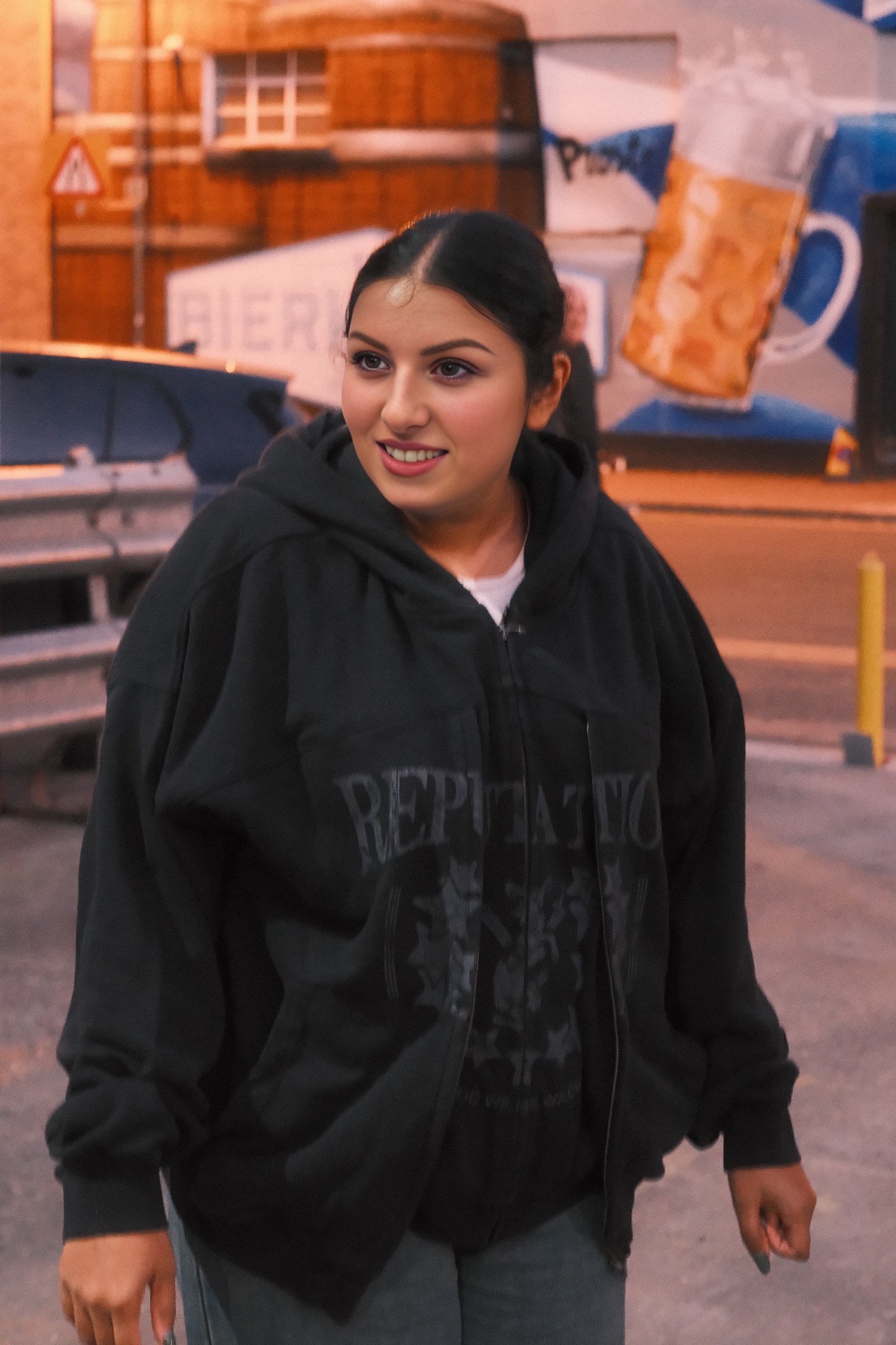 Vintage Jersey "Reputation" Art work Double Zip-Up Hoodie